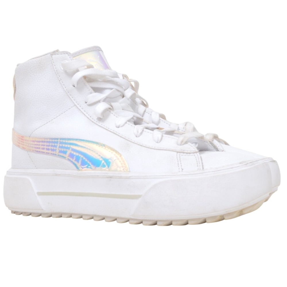 PUMA Kaia Mid 'Fur Iridescent' Women's 7.5 White Leather Platform Hi-Top